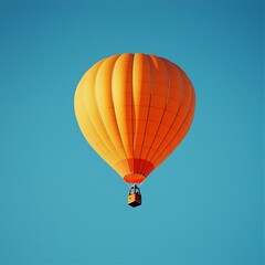 Fototapeta premium Hot Air Balloon Floating Effortlessly Through Bright Blue Sky Symbolizing Freedom and New Adventures