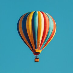 Fototapeta premium Colorful Hot Air Balloon Floating Effortlessly Through Bright Blue Sky Representing Freedom to Explore New Horizons
