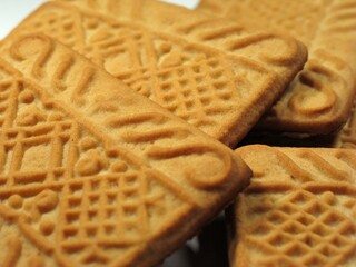 Cookies close view on white background