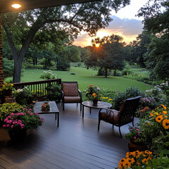 Obraz premium table and chairs in a garden