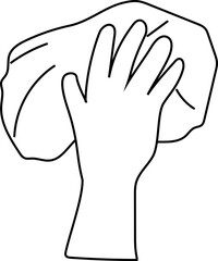 Outline Illustration of a Gloved Hand Cleaning with Cloth.