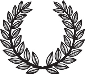 Obraz premium Laurel wreath outline set with hand drawn branches 