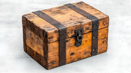 Vintage Wooden Chest: Rustic charm meets practicality in this timeless wooden chest, adorned with sturdy iron accents and a secure lock. Its weathered surface tells a story of years gone by.