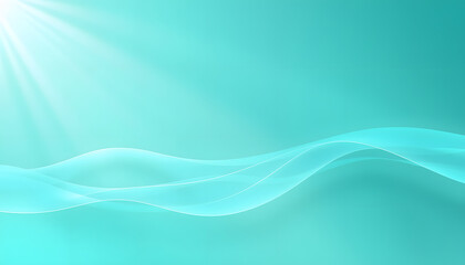 Fototapeta premium Retro grainy gradient background noise texture effect summer poster design seamless colors teal abstract wave pattern, papercraft