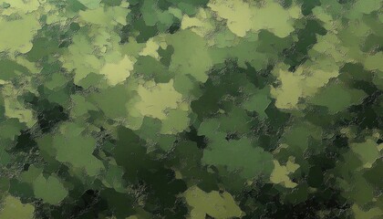 Abstract Camouflage Pattern with Earthy Greens for Military Background and Textile Design