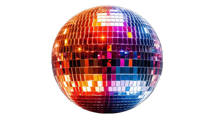 Obraz premium Shimmering Disco Ball Reflecting Colorful Lights Isolated on Transparent background
