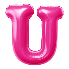 Letter U png 3D pink balloon alphabet, transparent background