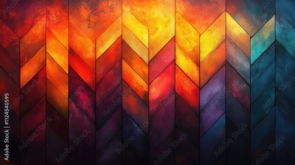 Poster abstract chevron pattern in bright colors modern art background