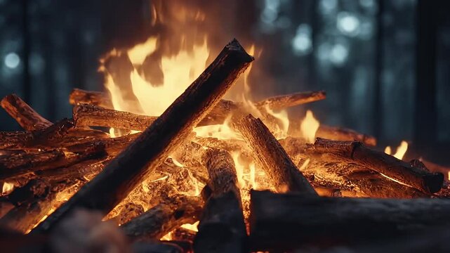 burn nacht rendering balefire fire forest tannenbaumen night starrysky lagerfeuer umringt camping firewood von bei 3d tree outdoors