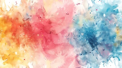Fototapeta premium An abstract watercolor background in yellow, pink, and blue.