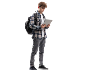 High Resolution Image of a Student Standing Isolated for Use in Educational Materials and Presentations