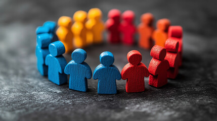 Fototapeta premium Team Collaboration – Connected People Icons in a Circle.