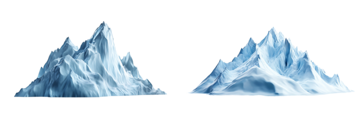 Set of an ice mountain, isolated on a transparent background.