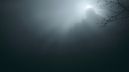 Fototapeta premium Mysterious foggy landscape with soft light, creating an eerie and atmospheric scene