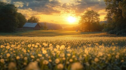 Obraz premium Farmers Harvesting Coffee Beans on Plantation Fields in Vintage Clothing under Golden Hour Light