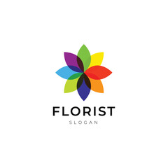 Beauty flower colorful logo design graphic vector