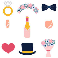 Valentine's day photo booth design element set transparent png