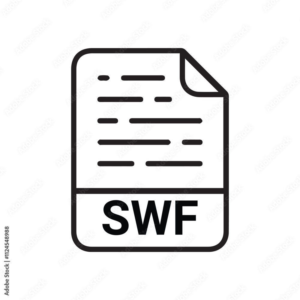 Poster swf icon, swf outline vector icon. thin line black swf icon, flat vector simple element illustration