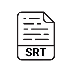 SRT icon, SRT outline vector icon. Thin line black SRT icon, flat vector simple element illustration from editable big data concept isolated on white background