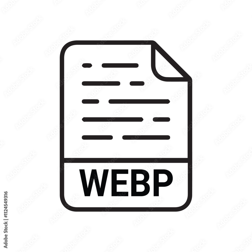 Aufkleber webp icon outline style design image file. image extension format file type icon. vector illustratio