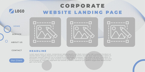 Creative horizontal website landing page design. Abstract geometric background