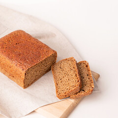 Homemade sourdough bread on light background