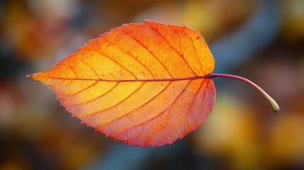 Obraz premium A vibrant orange leaf showcasing autumn's beauty and nature's details.