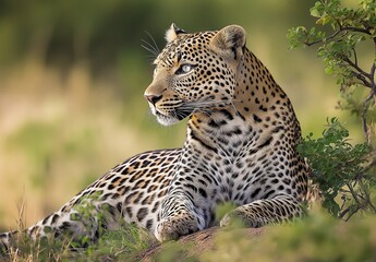 Naklejka premium Leopard in the African savannah
