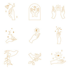 Hand png logo sticker, minimal collage element