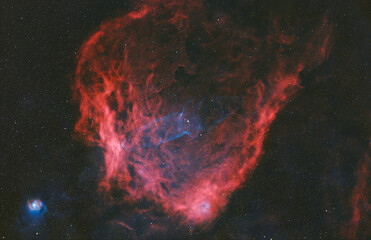 SH2-129 nebula in star constellation Cepheus, 1300 light years away from Earth.