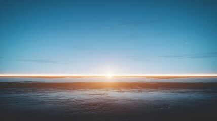 Fototapeta premium Minimalist glowing horizon over dark land and open starry sky
