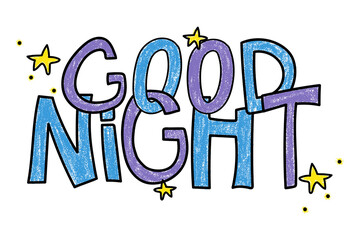 Good night png sticker, cute trending word collage element on transparent background