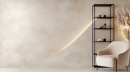 Neatly organized outfits hang on a rack in a warm, inviting room, enhanced by natural light and complemented by a comfortable armchair