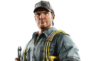 A Realistic 3D Render of an Electrician at Work, Ideal for Electrical Services and Trade Promotions
