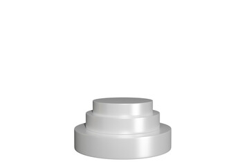 white podium isolated on transparent background, 3D, PNG