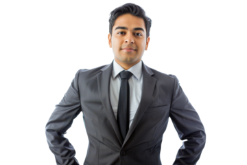 Professional South Asian Businessman Dressed in a Sharp Suit and Tie for Corporate Events or Marketing Campaigns