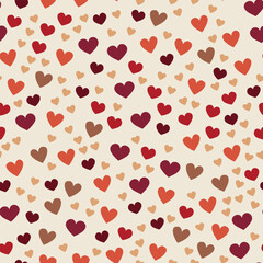 Valentines day brown hearts seamless vector pattern