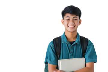 A Young Asian Student with a Backpack Ready for a New Academic Adventure in Urban Environment