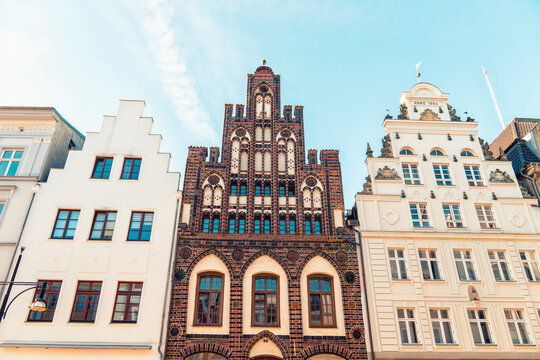 Old building at the old market place at the city of Rostock, Germany, nobody