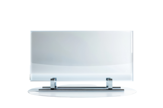 Acrylic Nameplate with Metal Stand Isolated on Pure White Background for Professional Branding or Office Display Usage