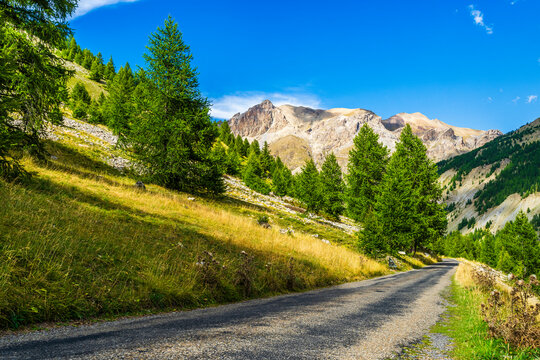 Scenic road through the French Maritime Alps in Parc National du Mercantour