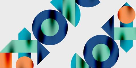 Fototapeta premium Detailed composition of circles, semicircles, and triangles with glossy effects and smooth gradients. A sleek and modern vector design for creative and tech-inspired projects