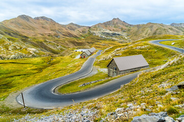 Scenic mountain road at Col de Bonette in the French Maritime Alps