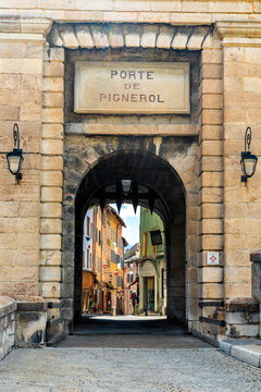 Archway of Porte de Pignerol leading into the old city of Brian�on in France