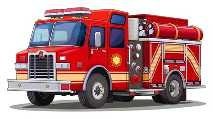 A cartoon illustration of a red fire truck.