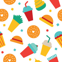 Junk Food Patten Design Vector Illustration