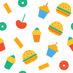 Junk Food Patten Design Vector Illustration