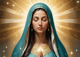 Virgen de Guadalupe a portrait oil painting ai generative