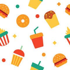 Junk Food Patten Design Vector Illustration
