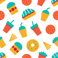 Junk Food Patten Design Vector Illustration